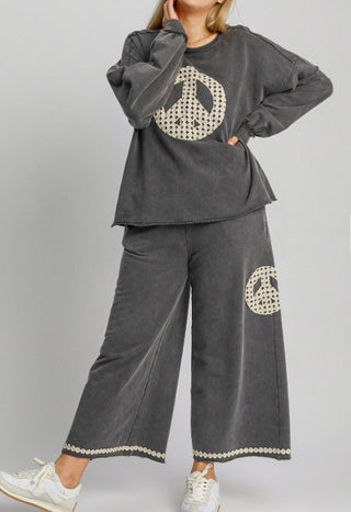 Mineral Wash Peace Applique Pant