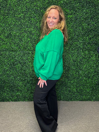 Umgee Green Off Shoulder Sweater