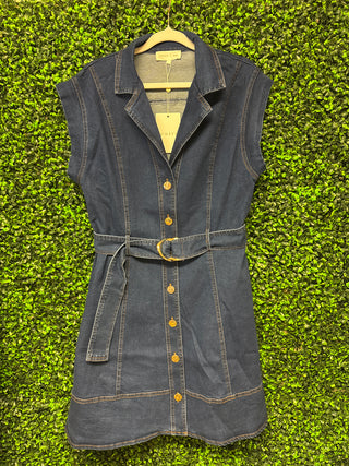 Entro Denim Belted Mini Dress