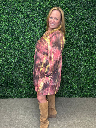 Umgee Tie Dye Mini Swing Dress