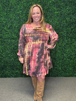 Umgee Tie Dye Mini Swing Dress