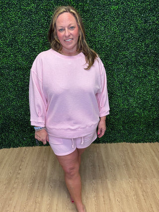 Tres Bien Pink Waffle Knit Short
