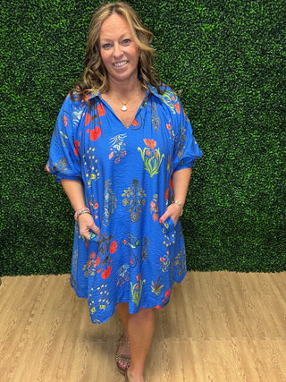Umgee Floral Print Mini Dress