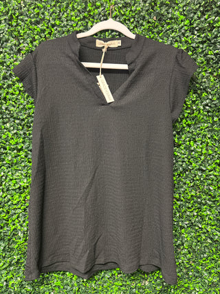 Grace And Emma Ribbed V-Neck Top