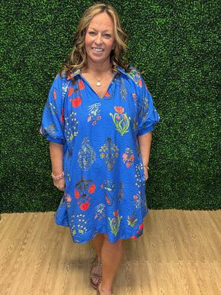 Umgee Floral Print Mini Dress