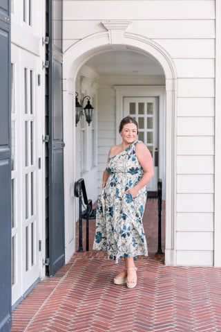 One-shoulder Floral Midi Dress