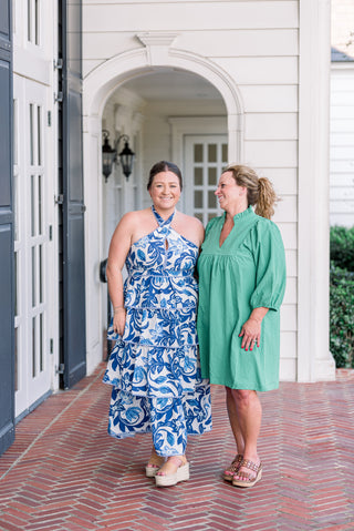 Kelly Green Textured V-Neck Dress