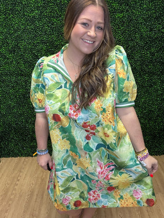 Umgee Jacard Print Mini Dress