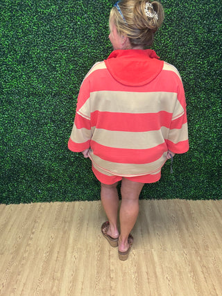 Coral & Sand Striped Short-Stitch & Co