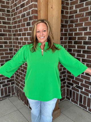 Jodifl Crinkled Ruffle Neck Top