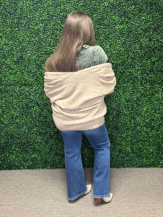 Easel Open Front Oatmeal Cardi