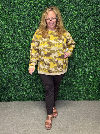 Easel Olive Camo Sweater