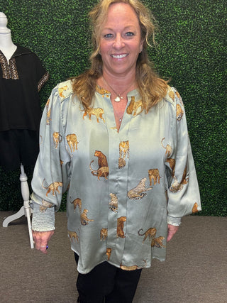 Easel Cheetah Print Blouse Curvy