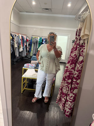 Cozy Co. Distressed Floral Top