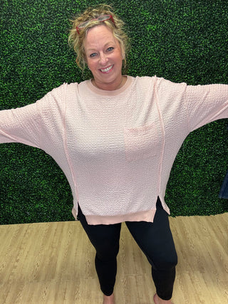 Peach Popcorn Pullover
