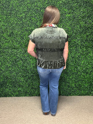 Umgee Velvet Ruffle Top