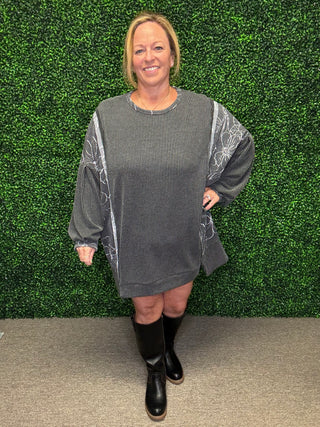 FINAL SALE Ribbed Floral Sided Tunic