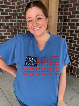 Grace+Emma Sequin USA Flag Top