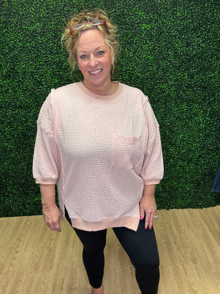 Peach Popcorn Pullover