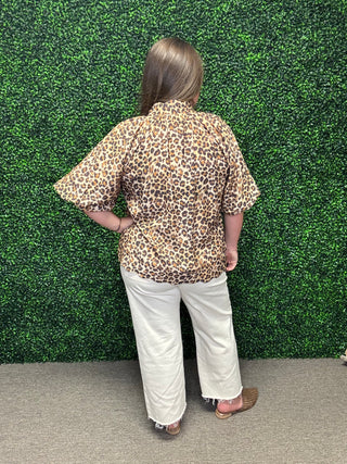 Scallop Hem Leopard Blouse