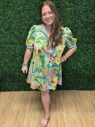 Umgee Jacard Print Mini Dress