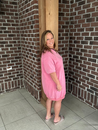 Easel Washed Terry Knit Pullover Dress