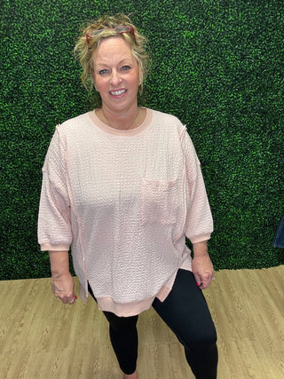 Peach Popcorn Pullover