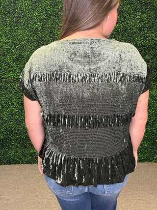 Umgee Velvet Ruffle Top