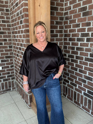 Adrienne Black Luxe Dolman Top