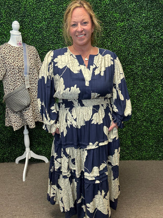 Navy Blossom Midi Dress final sale