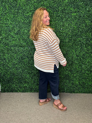 Tan Striped Sweater-White Birch