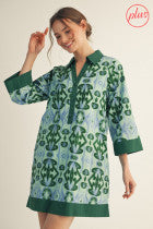 Jodifl Green Abstract Shift Dress