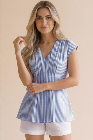Haptics Blue Striped Peplum Top