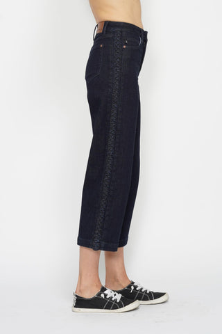 Side Detail Braid Crop Jean