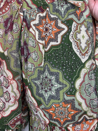 Boho Print Tiered Midi