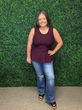 Sleeveless Peplum Sweater Top