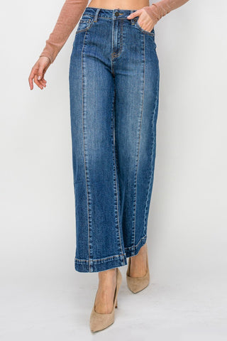 Risen Dark High Rise Ankle Wide Leg Jean