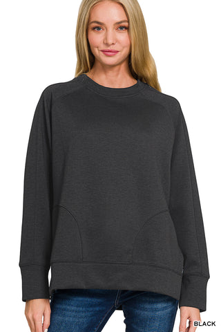Zenana Scuba Round Neck Pullover