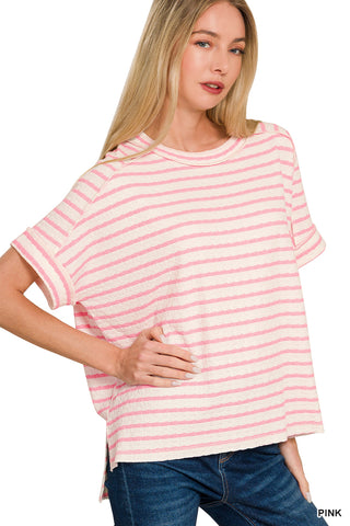 Zenana Striped Round Neck Tee