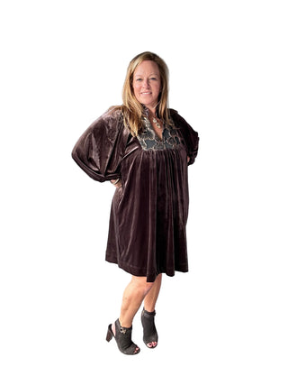 Golden Petal Espresso Mini Dress