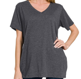 Zenana Boyfriend V Neck Tee