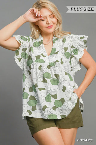 Floral Print Babydoll Top-Umgee