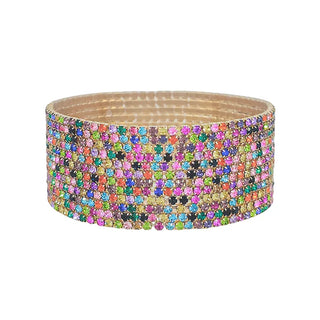 Colored Crystal & Gold Stack Bracelets