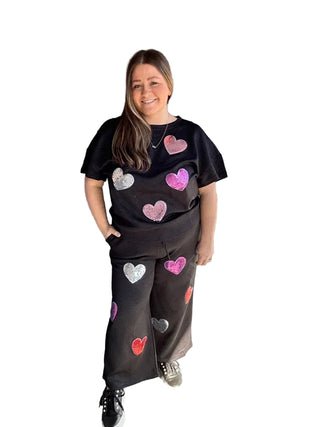 Black Textured Hearts Set