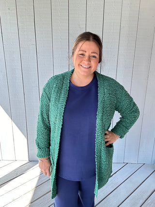 Popcorn Green Open Cardi