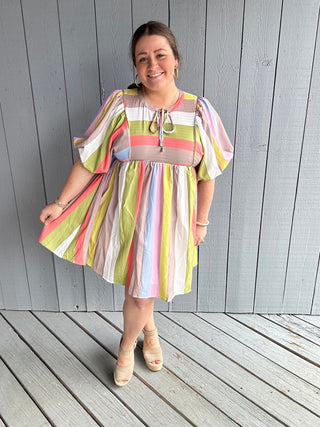 Colorful Stripes Mini Dress