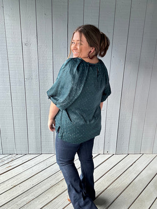 Umgee Satin Gemstone Blouse