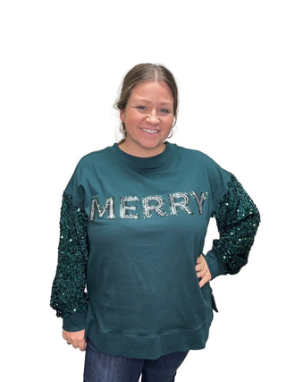 Merry Sequin Sleeve Top
