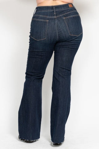 Judy Blue Raw Hem Flare Tall Dark Wash