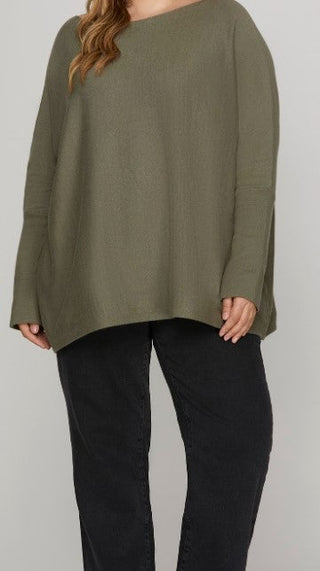 Lux Olive Boatneck Sweater-She+Sky